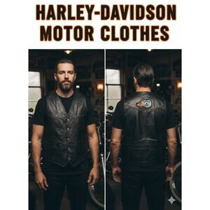 Vintage Harley-Davidson Wolf Patch Leather Vest Sz. M